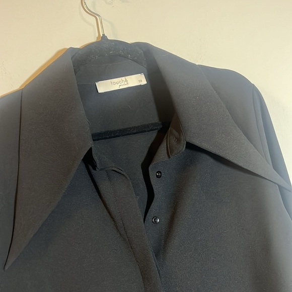 Touche Prive Black Button Front Long Sleeve Shirt Mini Dress 10 - Picture 3 of 4